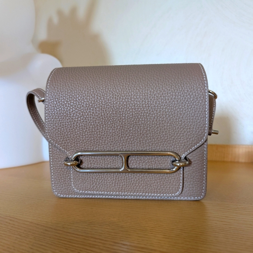 Taupe Brown Leather Bag